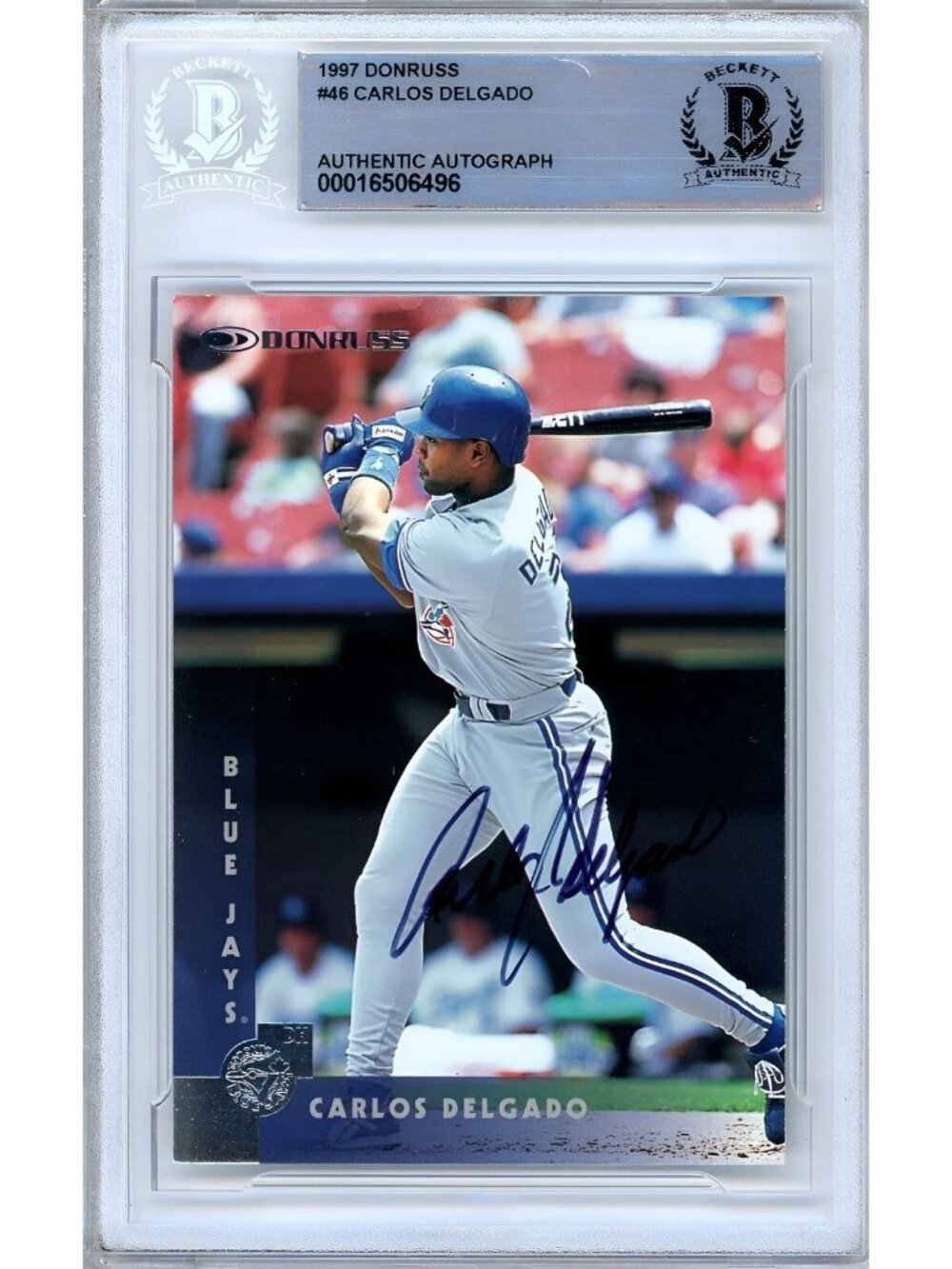 Carlos Delgado Signed 1997 Donruss #46 Toronto Blue Jays Beckett BAS Slabbed